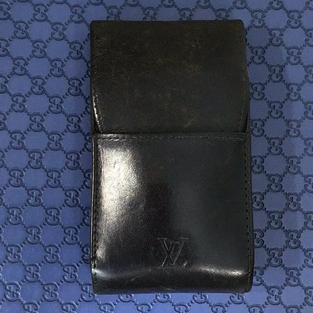 Lv Vintage Black Leather cigarette case